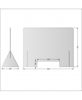 E-693 PAR - Parafiato o pannello separatore in plexiglass trasparente 5 mm - dimensioni: 90xh70 cm