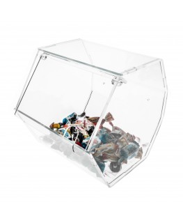 E-037 PC - Porta caramelle in plexiglass trasparente di forma esagonale - Misure: 16 x 19 x H18 cm -B