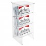 Toonbankdisplay voor versnipperde zakken van transparant plexiglas met schuine plank