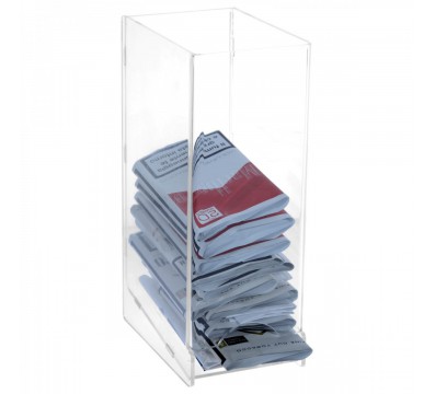 E-230 - Espositore porta buste di trinciato da parete in plexiglass trasparente