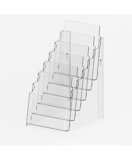E-724 PDE - Porta Depliant in Plexiglass formato A4 da Tavolo o da Muro a 6 Tasche