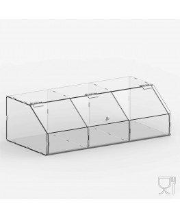 E-240 PLE - Porta legumi in plexiglass trasparente a 3 scomparti con sportello