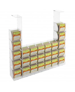 E-289 EGV-N - Espositore Gratta e Vinci da Soffitto in Plexiglass Trasparente 15 più 10 contenitori laterali SENZA SPORTELLO