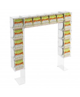 E-289 EGV-P - Espositore Gratta e Vinci da Banco in Plexiglass Trasparente a 5 più 10 contenitori laterali SENZA SPORTELLO