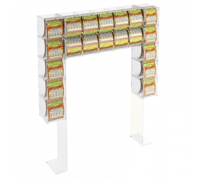 E-289 EGV-R - Espositore Gratta e Vinci da Banco in Plexiglass Trasparente a 10 più 10 contenitori laterali SENZA SPORTELLO