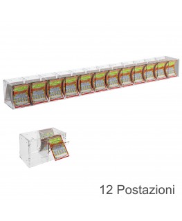 E-384 EGV-G - Espositore Gratta e Vinci da Banco o da Soffitto in Plexiglass Trasparente a 12 Contenitori CON SPORTELLINO