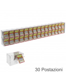 E-385 EGV-L - Espositore Gratta e Vinci da Banco o da Soffitto in Plexiglass Trasparente a 30 Contenitori CON SPORTELLINO