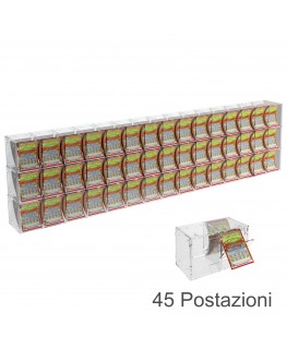 E-386 EGV-L - Espositore Gratta e Vinci da Banco o da Soffitto in Plexiglass Trasparente a 45 Contenitori CON SPORTELLINO