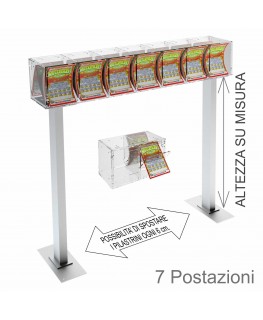 E-387 EGV-B - Espositore gratta e vinci da banco in plexiglass trasparente a 7 contenitori munito di sportellino frontale lat...