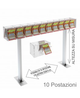 E-387 EGV-E - Espositore gratta e vinci da banco in plexiglass trasparente a 10 contenitori munito di sportellino frontale la...