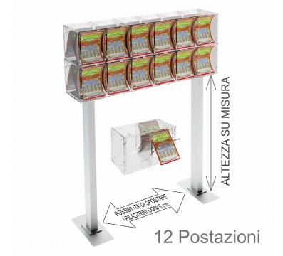 E-388 EGV-A - Espositore gratta e vinci da banco in plexiglass trasparente a 12 contenitori munito di sportellino frontale la...