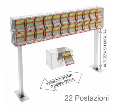 E-388 EGV-F - Espositore gratta e vinci da banco in plexiglass trasparente a 22 contenitori munito di sportellino frontale la...