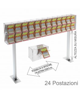 E-388 EGV-G - Espositore gratta e vinci da banco in plexiglass trasparente a 24 contenitori munito di sportellino frontale la...