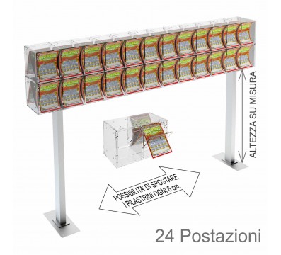 E-388 EGV-G - Espositore gratta e vinci da banco in plexiglass trasparente a 24 contenitori munito di sportellino frontale la...