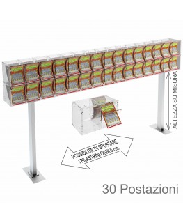 E-388 EGV-L - Espositore gratta e vinci da banco in plexiglass trasparente a 30 contenitori munito di sportellino frontale la...