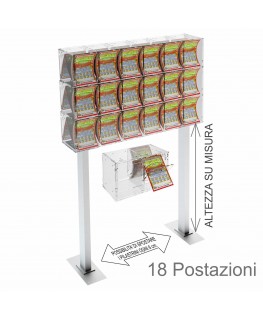 E-389 EGV-A - Espositore gratta e vinci da banco in plexiglass trasparente a 18 contenitori munito di sportellino frontale la...