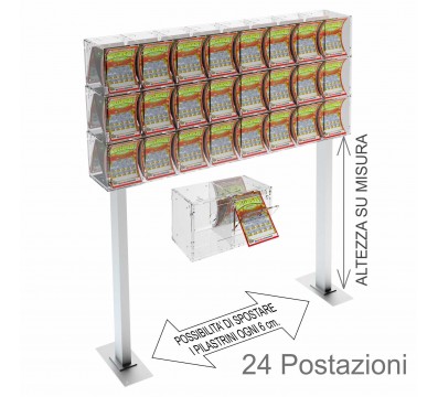 E-389 EGV-C - Espositore gratta e vinci da banco in plexiglass trasparente a 24 contenitori munito di sportellino frontale la...