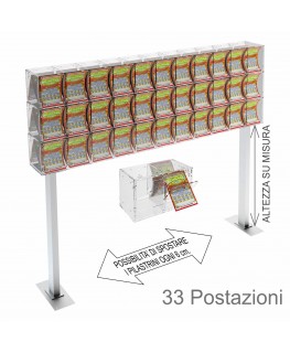 E-389 EGV-F - Espositore gratta e vinci da banco in plexiglass trasparente a 33 contenitori munito di sportellino frontale la...