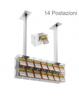 E-391 EGV-B - Espositore gratta e vinci da soffitto in plexiglass trasparente a 14 contenitori munito di sportellino frontale...