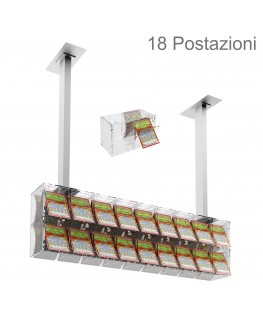E-391 EGV-D - Espositore gratta e vinci da soffitto in plexiglass trasparente a 18 contenitori munito di sportellino frontale...