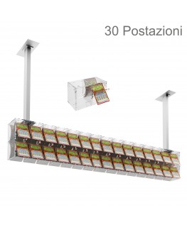 E-391 EGV-L - Espositore gratta e vinci da soffitto in plexiglass trasparente a 30 contenitori munito di sportellino frontale...