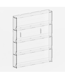 E-722 MAK - Espositore vetrinetta da parete a 4 ripiani in plexiglass trasparente, può contenere fino a 32 smalti