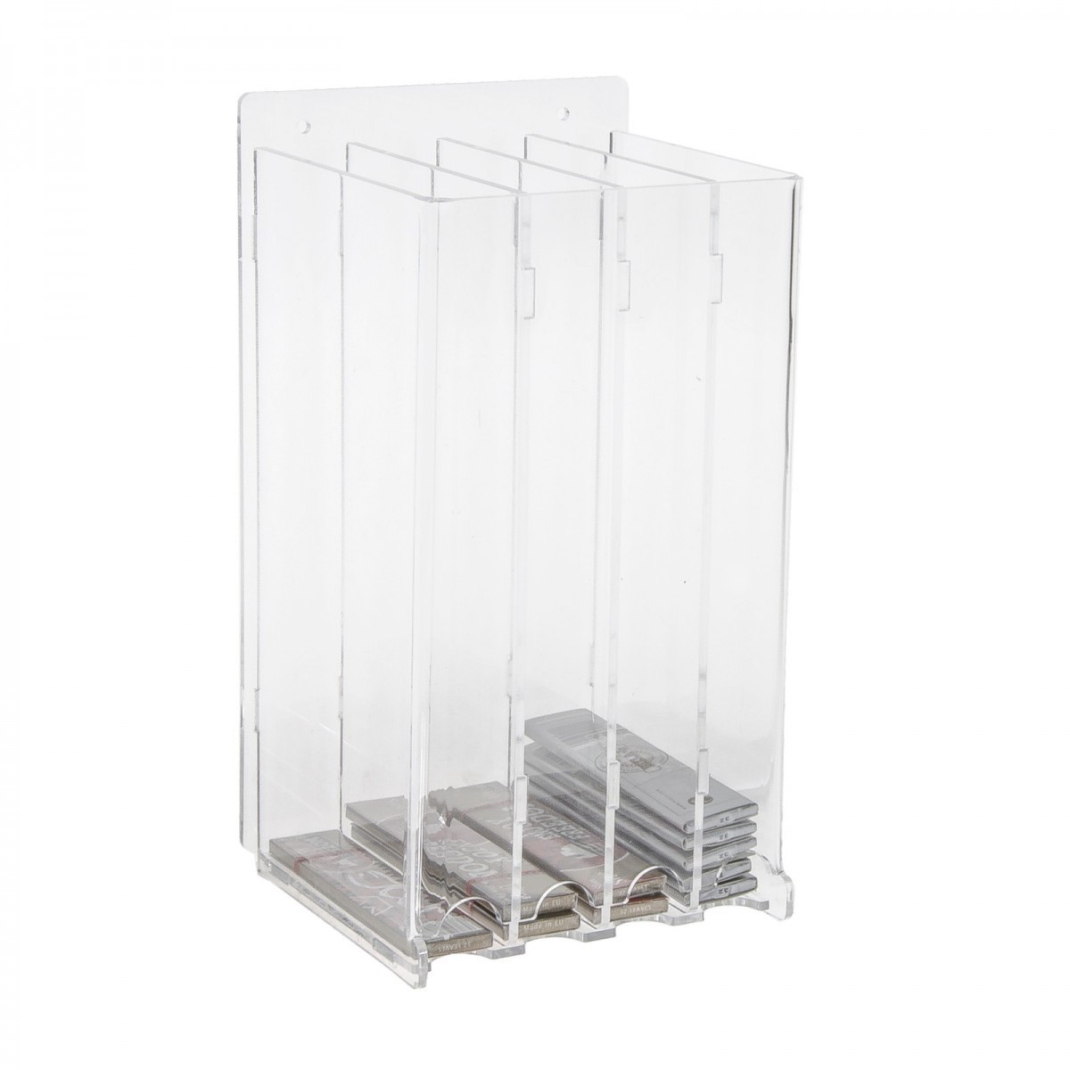 E-235 - Espositore porta cartine per trinciato da parete in plexiglass trasparente