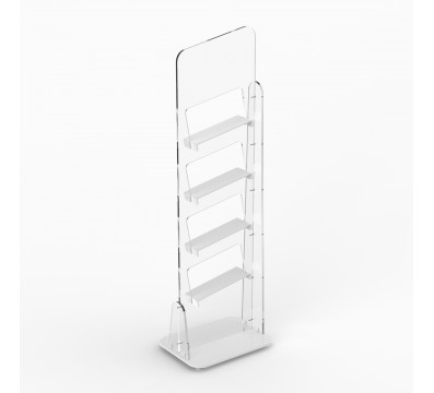 E-729 PSC - Piantana espositiva universale in plexiglass trasparente a 4 ripiani