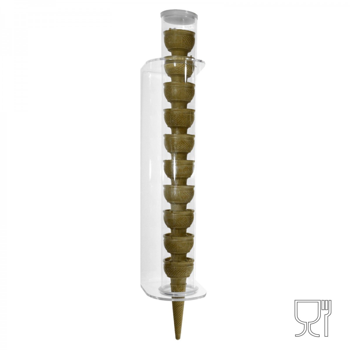 E-118 PC-A - Porta Coni Gelato da Parete in Plexiglass a 1 colonna