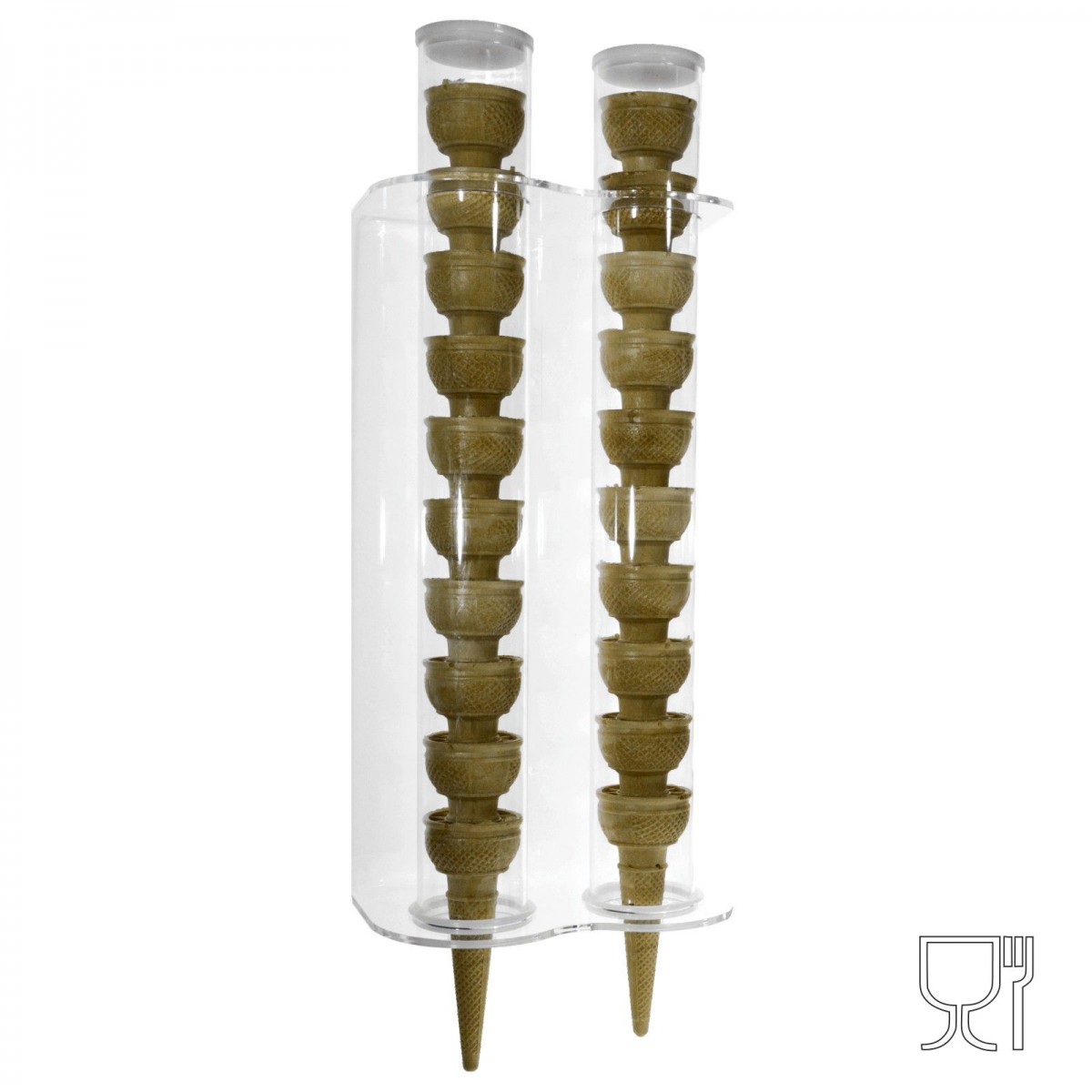 E-118 PC-B - Porta Coni Gelato da Parete in Plexiglass a 2 colonne