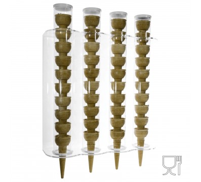 E-118 PC-D - Porta Coni Gelato da Parete in Plexiglass a 4 colonne