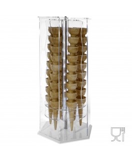 E-119 PCE-A - Porta Coni Gelato girevole in Plexiglass esagonale a 6 colonne