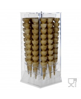 E-119 PCE-B - Porta Coni Gelato girevole in Plexiglass esagonale a 18 colonne