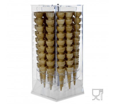E-119 PCE-B - Porta Coni Gelato girevole in Plexiglass esagonale a 18 colonne