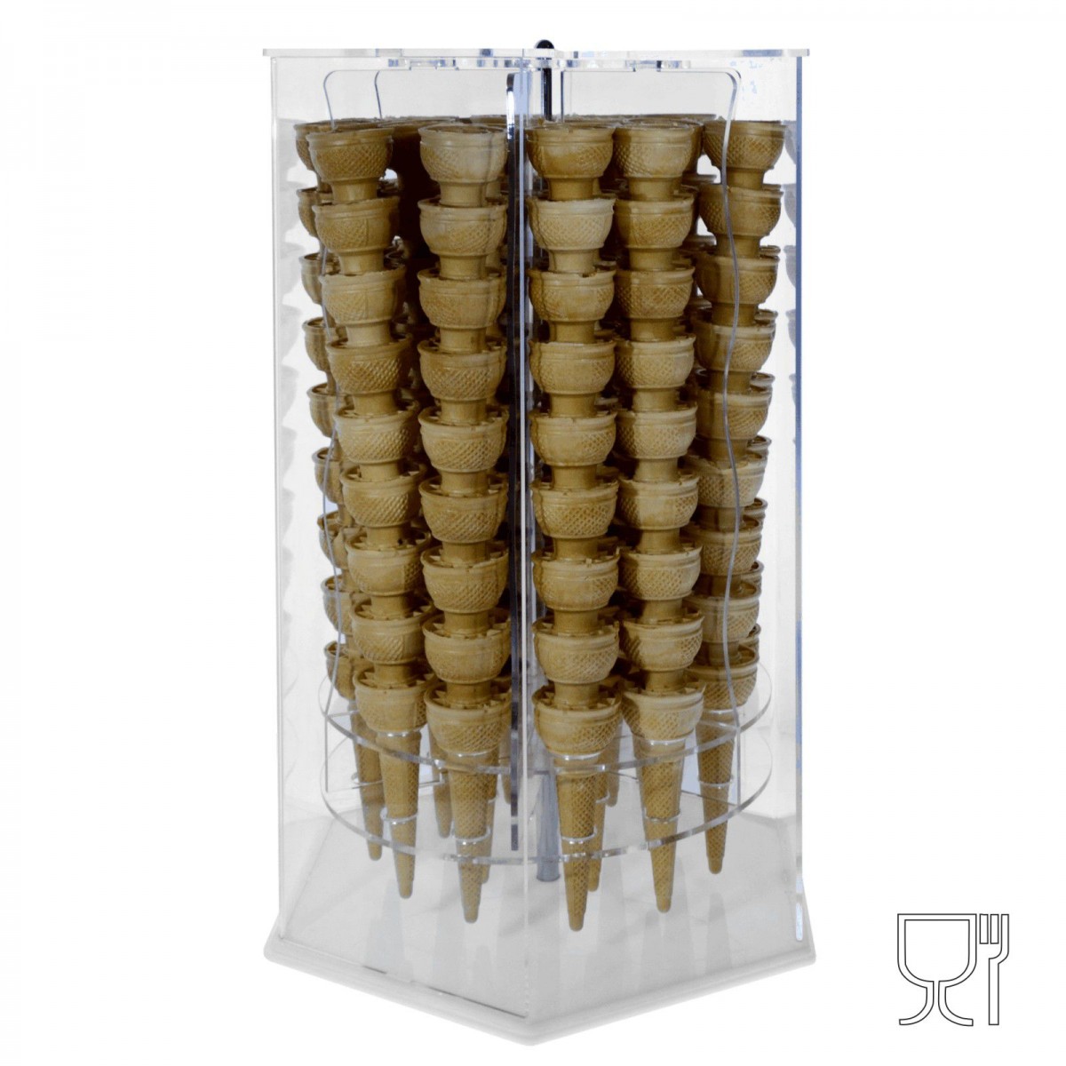 E-119 PCE-B - Porta Coni Gelato girevole in Plexiglass esagonale a 18 colonne