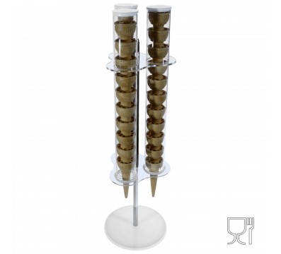 E-120 PCB-A - Porta Coni Girevole in Plexiglass a 3 Dispenser
