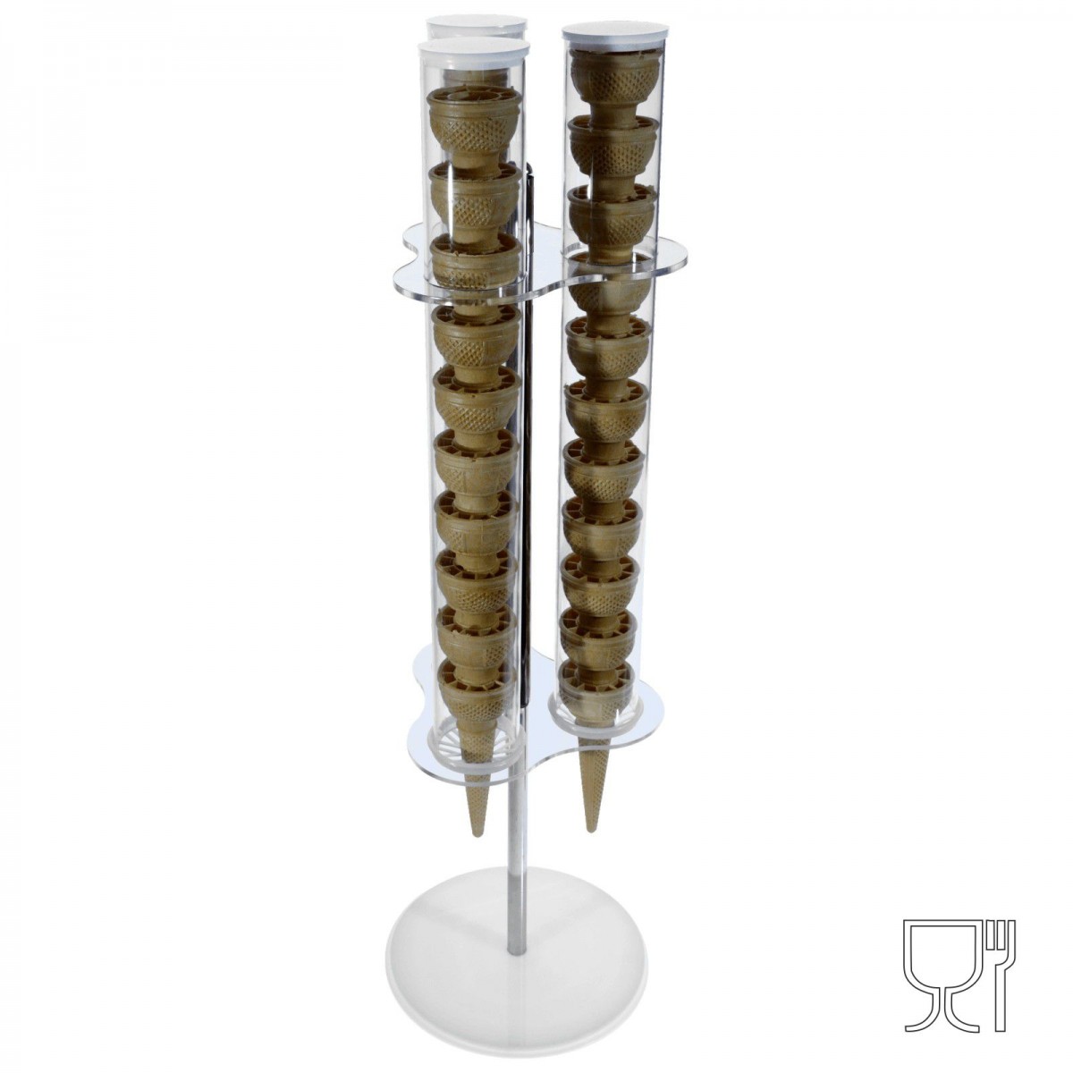 E-120 PCB-A - Porta Coni Girevole in Plexiglass a 3 Dispenser