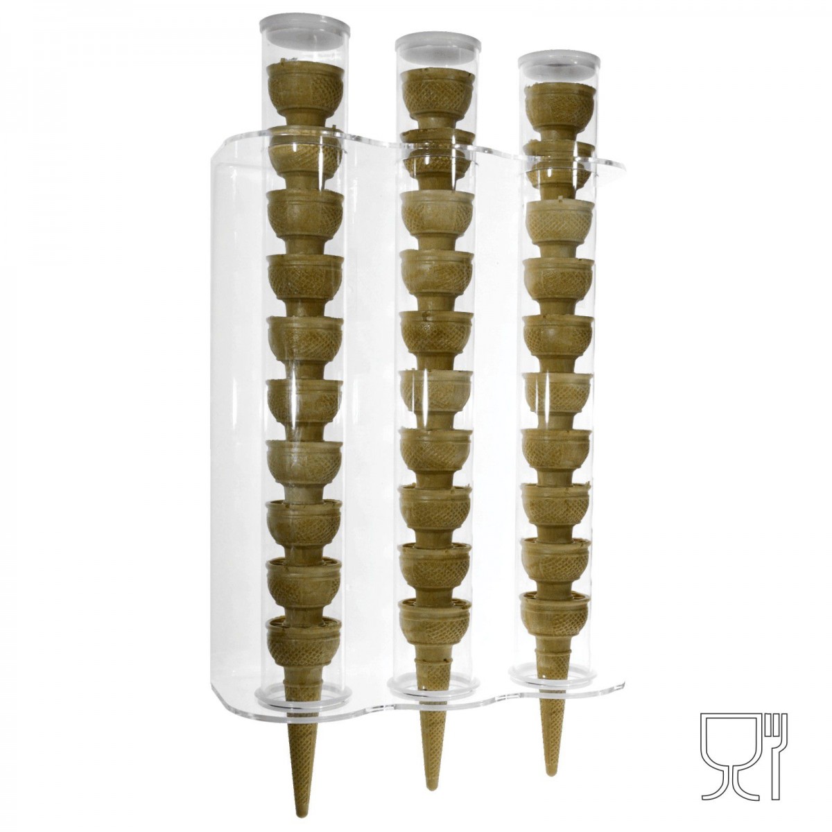 Wall-mounting ice-cream cone holder Ice-cream cone holder display with 3 columns