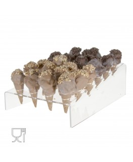 E-237 PCN-A - Porta Coni Mignon Inclinato da Banco in Plexiglass a 24 fori