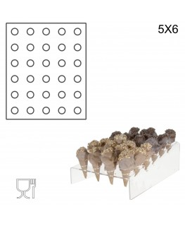 E-237 PCN-B - Porta Coni Mignon Inclinato da Banco in Plexiglass a 30 fori