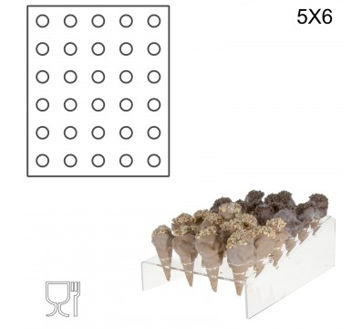 E-237 PCN-B - Porta Coni Mignon Inclinato da Banco in Plexiglass a 30 fori