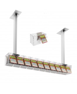 E-390 EGV-E - Espositore gratta e vinci da soffitto in plexiglass trasparente a 10 contenitori munito di sportellino frontale...