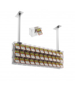 E-392 EGV-F - Espositore gratta e vinci da soffitto in plexiglass trasparente a 33 contenitori munito di sportellino frontale...