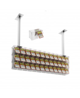 E-392 EGV-G - Espositore gratta e vinci da soffitto in plexiglass trasparente a 36 contenitori munito di sportellino frontale...