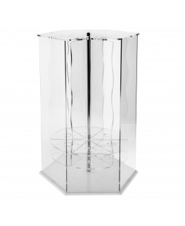 E-119 PCE-A - Porta Coni Gelato girevole in Plexiglass esagonale a 6 colonne