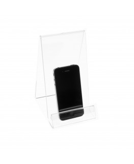 E-123 PCE-C - Portacellulare in plexiglass trasparente con segnaprezzo - Misura: 10x12xH18 cm