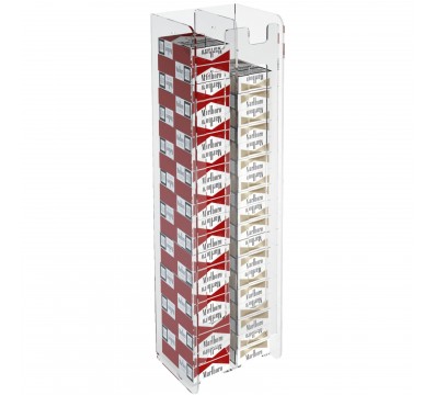 E-236 ESS-B - Espositore porta sigarette da parete in plexiglass trasparente per sigarette da 20 con 2 colonne