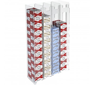 E-236 ESS-D - Espositore porta sigarette da parete in plexiglass trasparente per sigarette da 20 con 4 colonne