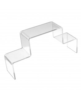 E-115 AL-X - PERSONALIZZABILE - Scaletta - Alzatina Bifacciale 2 Livelli - Plexiglass Trasparente - Spessore 5 mm