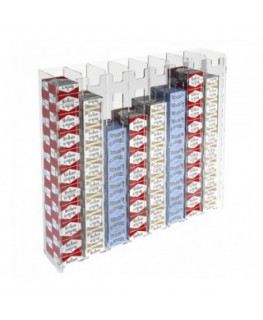 Espositore Plexiglass Trasparente Per Tabaccheria - 4 Ripiani Con 32 Spingipacchetto - 25x20x60 Cm - Ideale Per Cartine E Sigarette